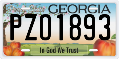 GA license plate PZO1893