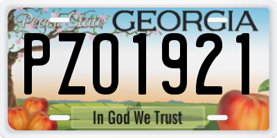 GA license plate PZO1921
