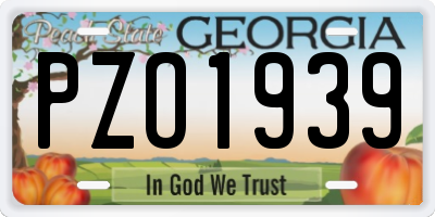 GA license plate PZO1939
