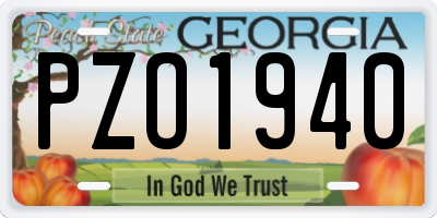 GA license plate PZO1940