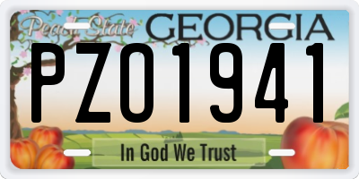 GA license plate PZO1941
