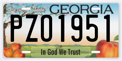 GA license plate PZO1951