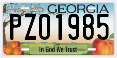 GA license plate PZO1985