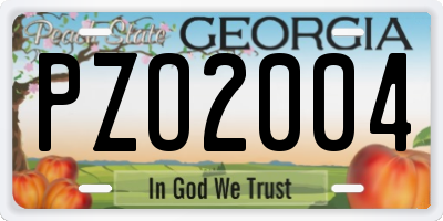 GA license plate PZO2004