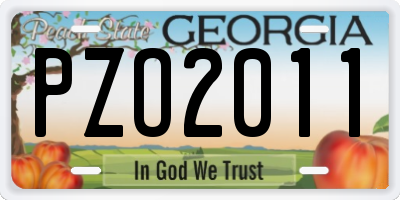 GA license plate PZO2011