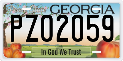 GA license plate PZO2059