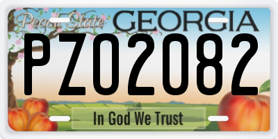 GA license plate PZO2082