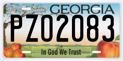 GA license plate PZO2083