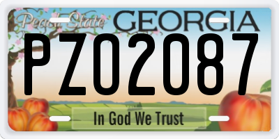 GA license plate PZO2087