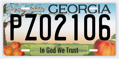 GA license plate PZO2106
