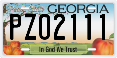 GA license plate PZO2111