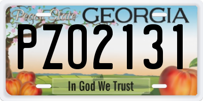 GA license plate PZO2131
