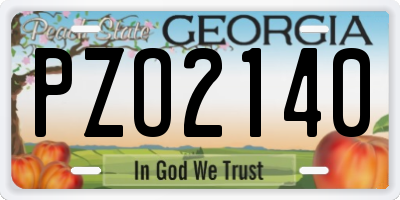 GA license plate PZO2140
