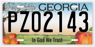 GA license plate PZO2143