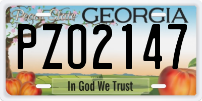 GA license plate PZO2147