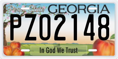 GA license plate PZO2148