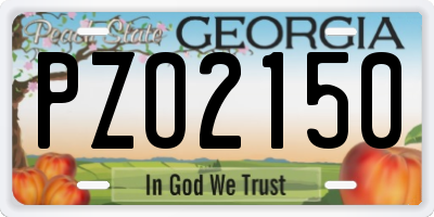 GA license plate PZO2150