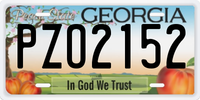 GA license plate PZO2152