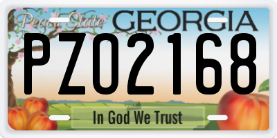 GA license plate PZO2168