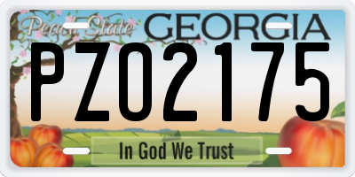 GA license plate PZO2175