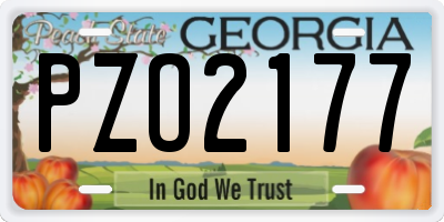 GA license plate PZO2177