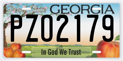 GA license plate PZO2179