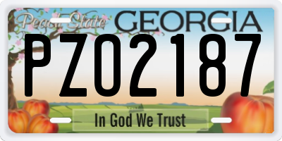 GA license plate PZO2187