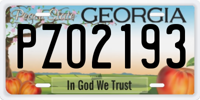 GA license plate PZO2193