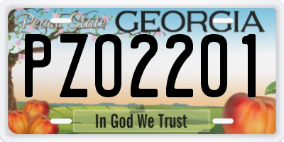 GA license plate PZO2201