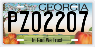 GA license plate PZO2207