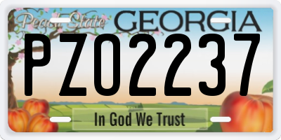 GA license plate PZO2237