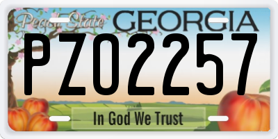 GA license plate PZO2257