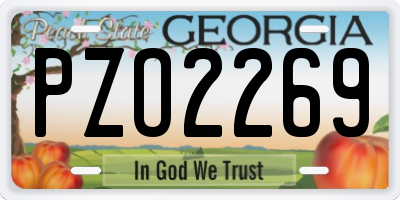 GA license plate PZO2269