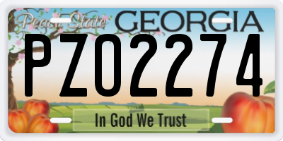 GA license plate PZO2274