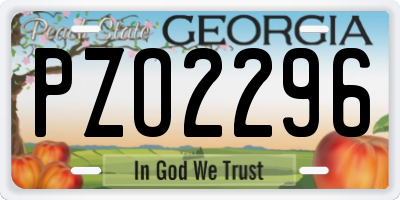 GA license plate PZO2296