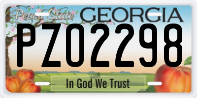 GA license plate PZO2298