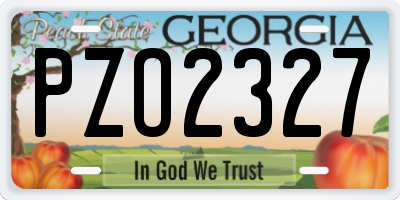 GA license plate PZO2327