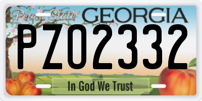 GA license plate PZO2332