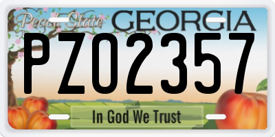GA license plate PZO2357