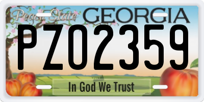 GA license plate PZO2359