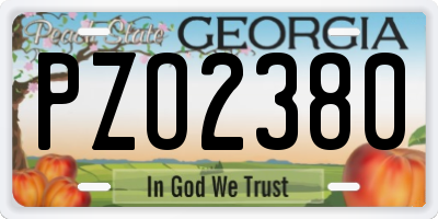 GA license plate PZO2380