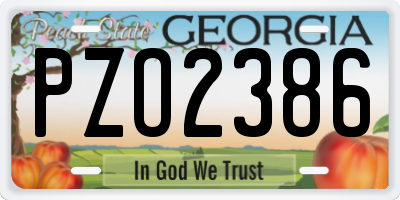 GA license plate PZO2386