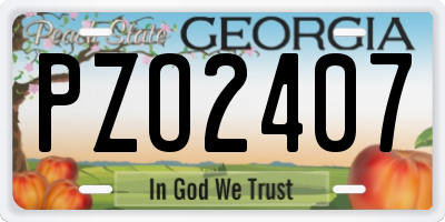 GA license plate PZO2407