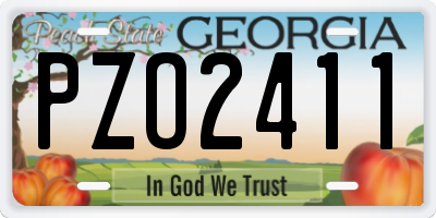 GA license plate PZO2411