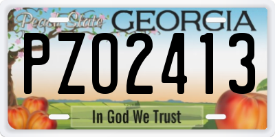 GA license plate PZO2413