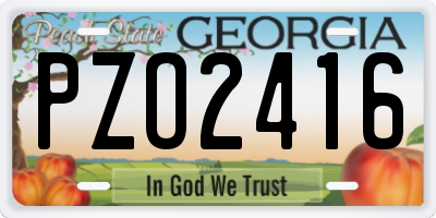 GA license plate PZO2416