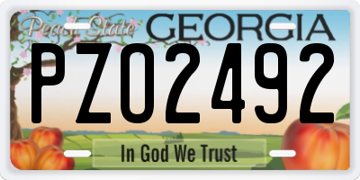 GA license plate PZO2492
