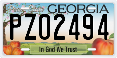 GA license plate PZO2494