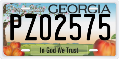GA license plate PZO2575