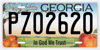 GA license plate PZO2620